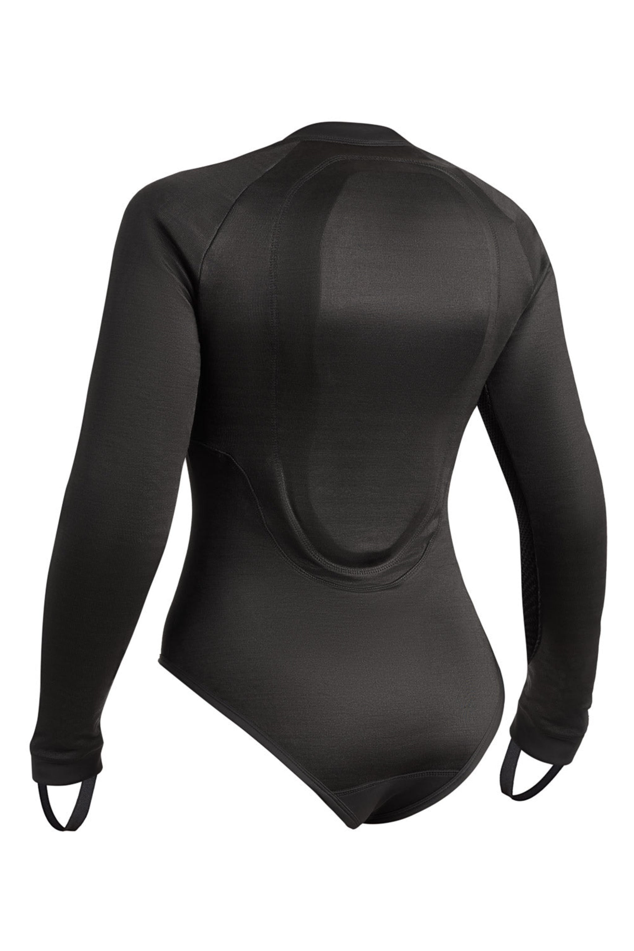 the back of black body suit base layer for women from Pando