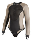 Black and grey moto bodysuit with Pando logo