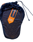 Navy drawstring bag with an orange d3o label on a white background