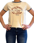 part of woman's body wearing REAL BABES RIDE THEIR OWN retro style t-shirt