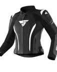 Black and white SHIMA leather motorcycle jacket for women