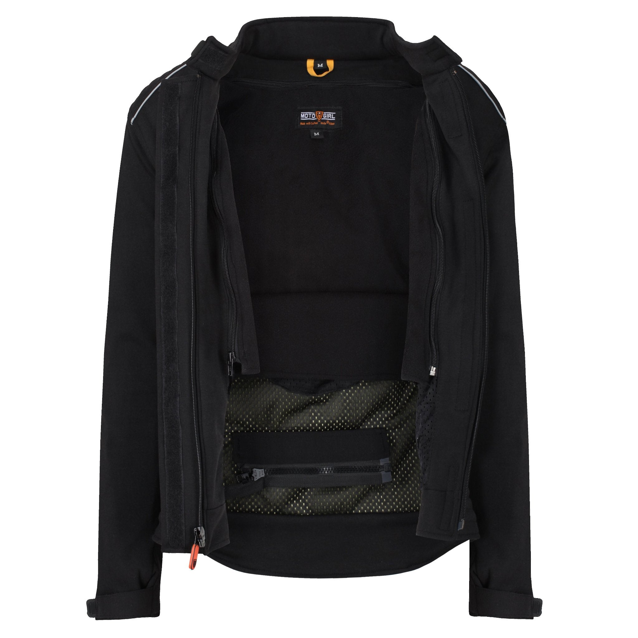 Unzipped women's textile black motorcycle jacket from MotoGirl