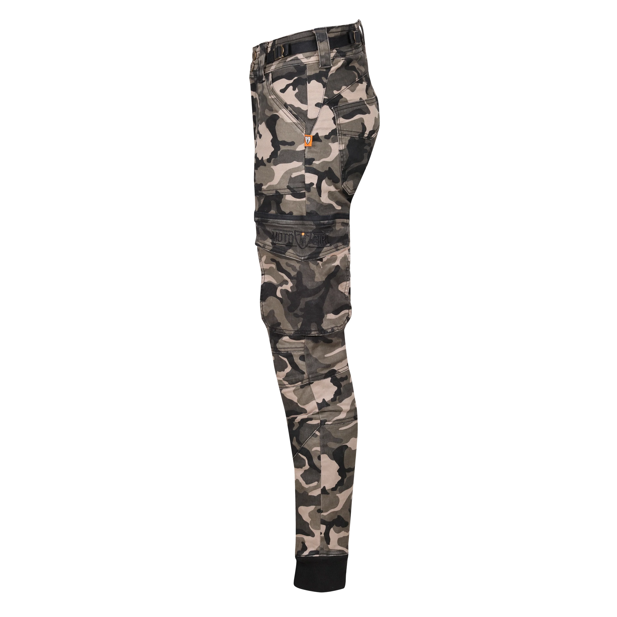 women camouflage motorcycle cargo pants from Moto Girl  from the side
