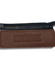 brown jacket belt connector with MotoGirl logo