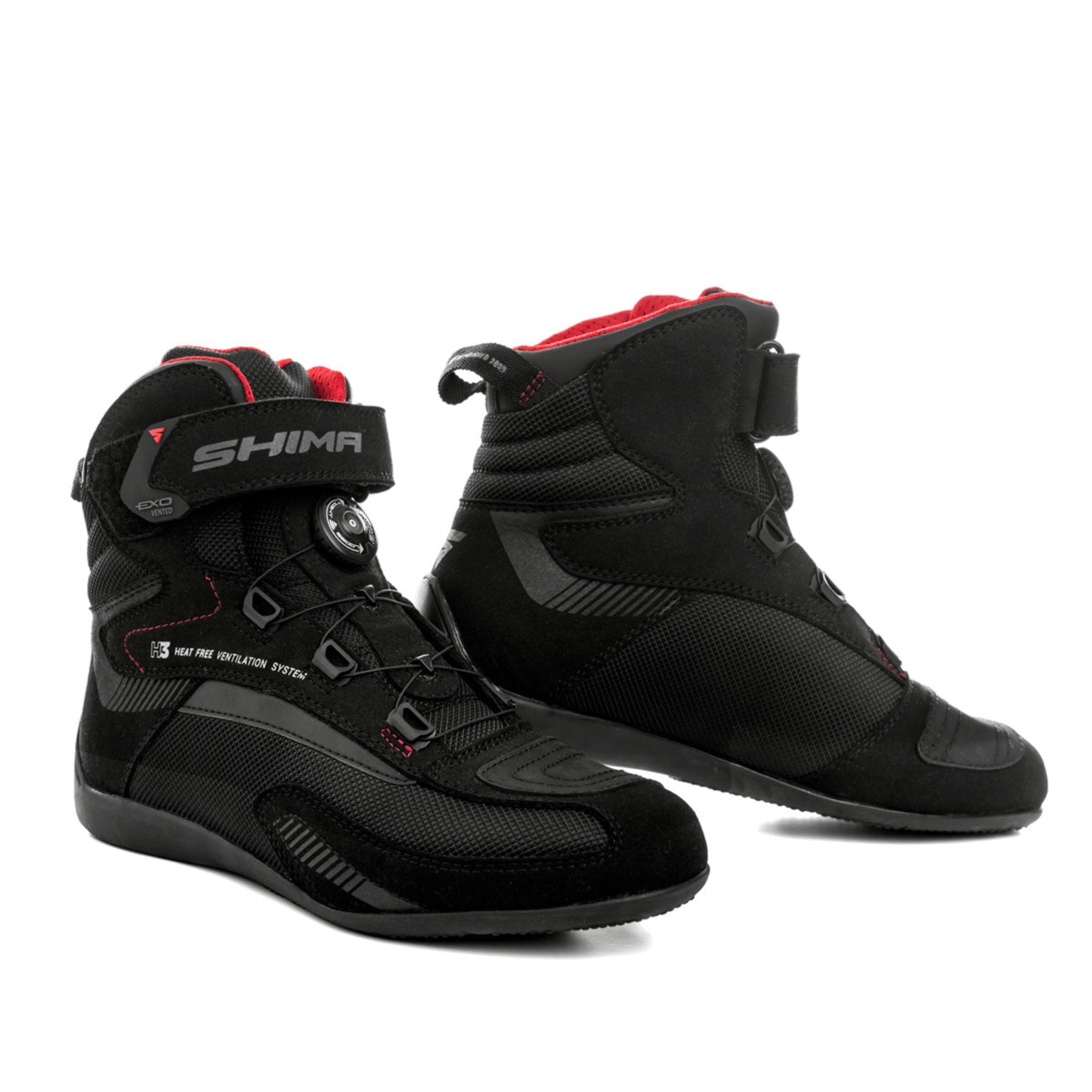 Exo black and red female motorcycle sneakers from Shima