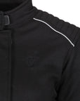 The shoulder of the black women's textile motorcycle jacket from MotoGirl