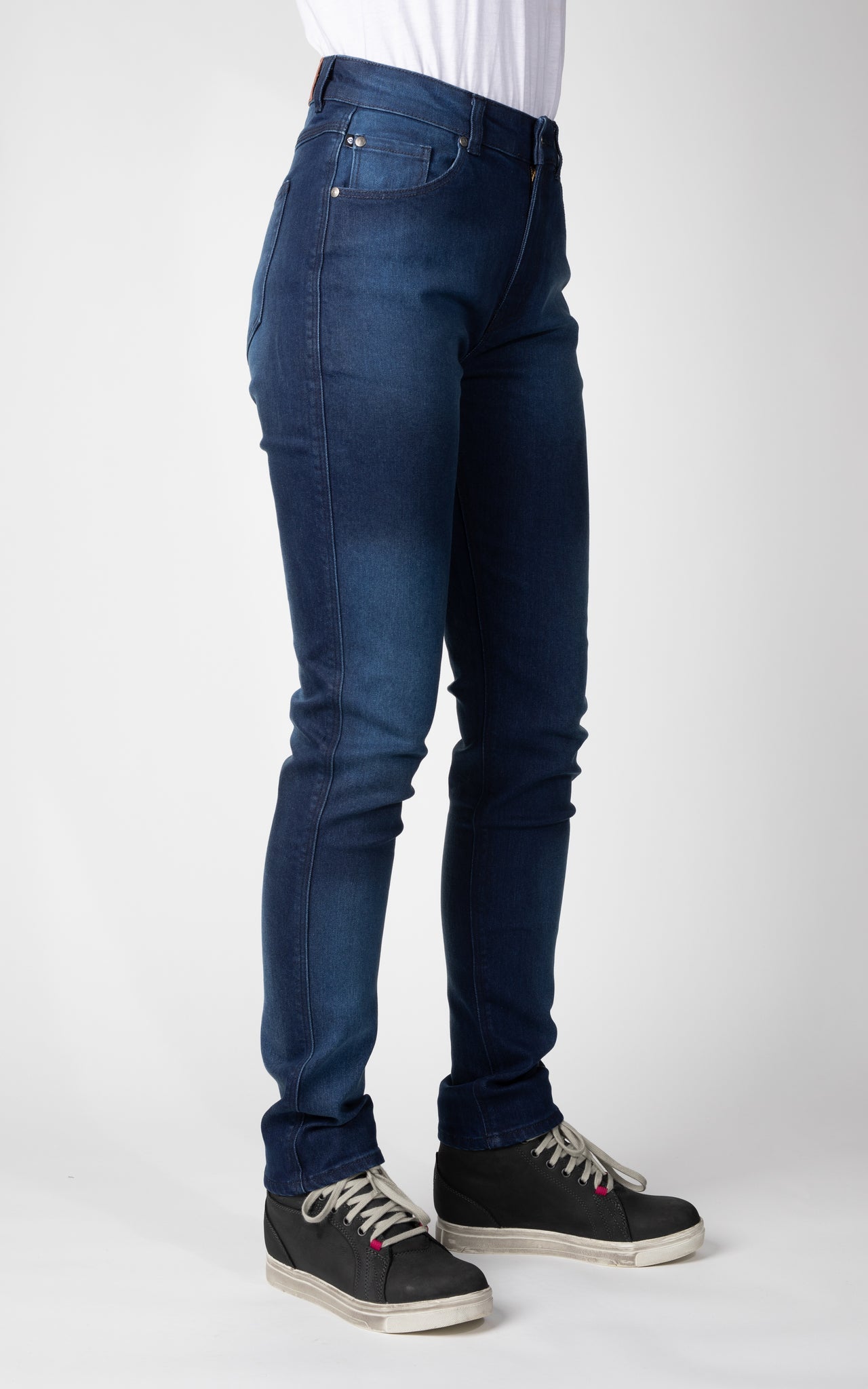 Woman's legs wearing blue lady motorcycle jeans from Bull-it