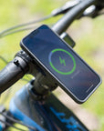A phone mounted with the SPC holder on a motorcycle