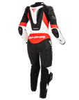 The back of Women's racing suit MIURA RS in black, white and fluo from Shima