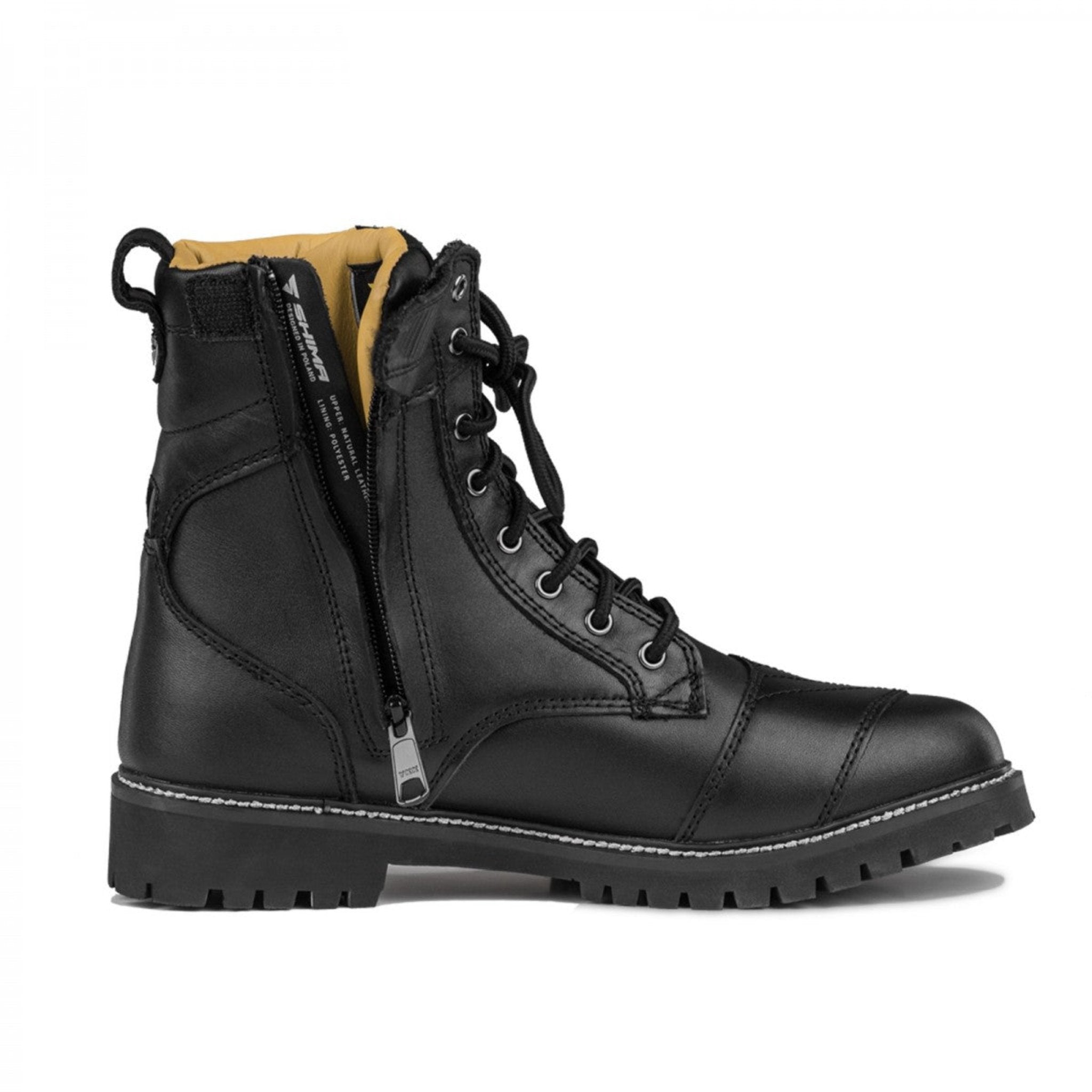 Unzipped Thomson black motorcycle Shima boot for women