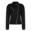 Black retro style woman's motorcycle jacket with silver zip details