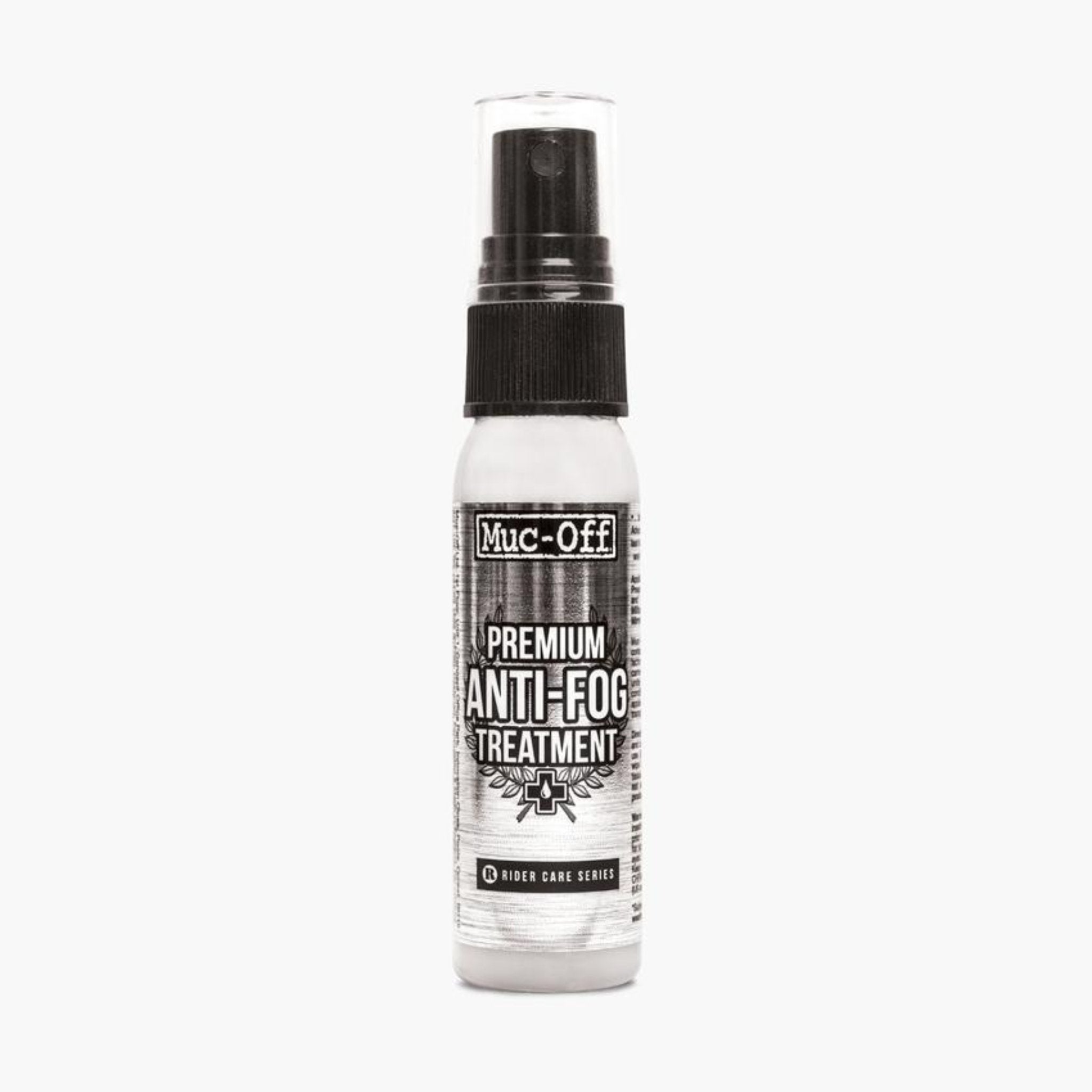 Muc-Off premium anti-fog treatment bottle with black head 