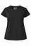 Black t-shirt with a logo on a white background