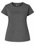 Gray t-shirt with 'Moto Girl' logo on a white background