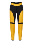 black yellow motorcycle leather and textile pants from the Moto Girl 