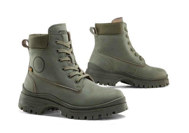 Zarah - Lady Leather Waterproof Motorcycle Boots - Army Green