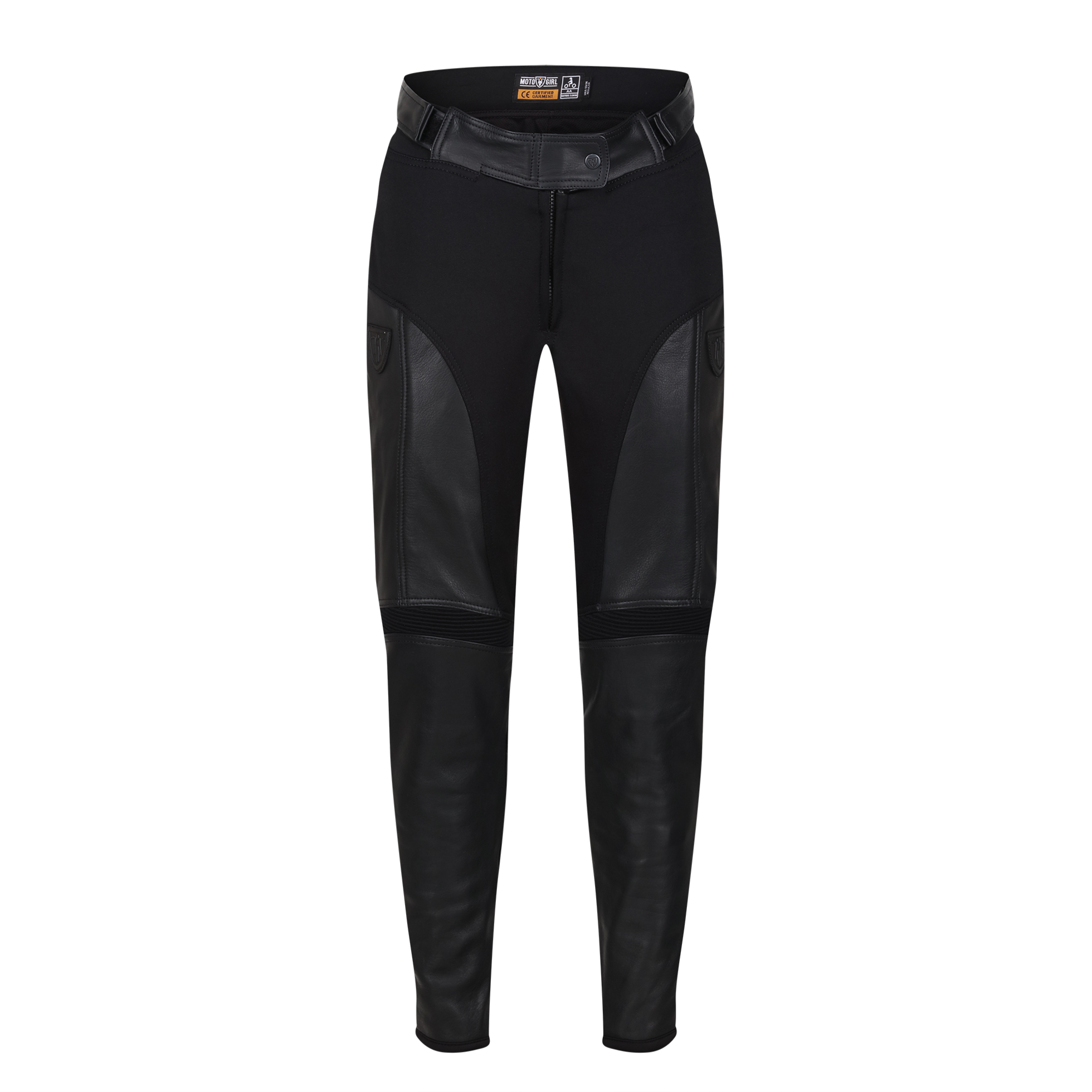 black  motorcycle leather and textile pants from the Moto Girl