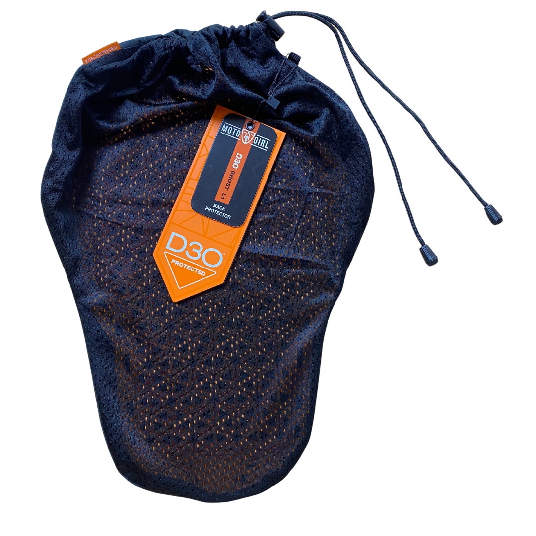  Navy drawstring bag with an orange d3o label on a white background