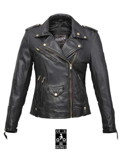 Women's motorcycle leather jacket SUZY - Wild Flower