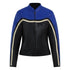 Retro style blue and black women motorcycle jacket