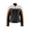 retro style white, black and orange women motorcycle jacket