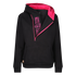 black Moto Girl helmet hoodie with pink details and front zipper 
