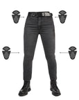 Black jeans with a belt on a white background