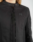 Black jacket with a brand logo on a white background