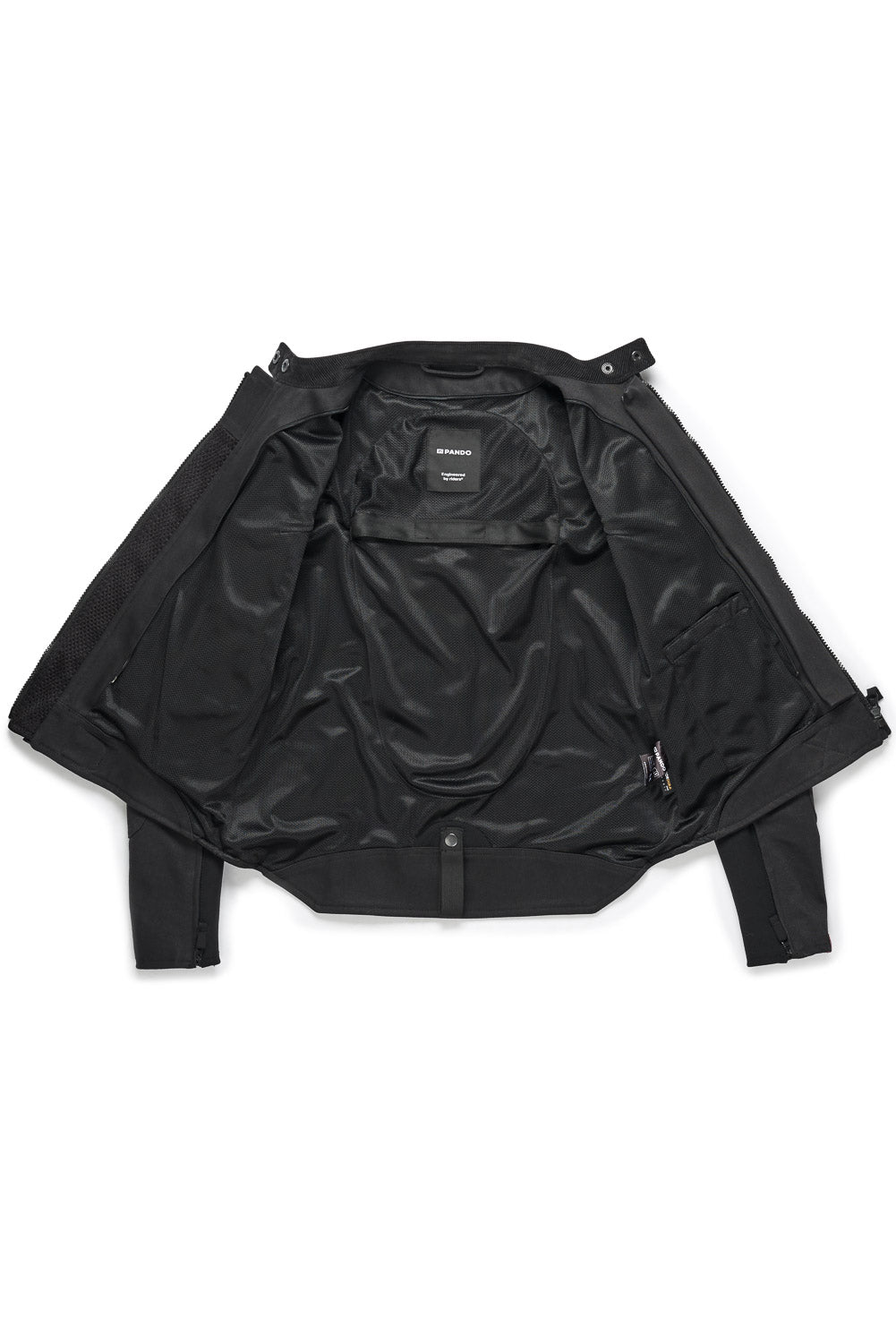 black motorcycle jacket inner size with thremo layer laying flat