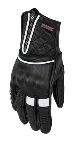 BLACK AND WHITE LADY MOTORCYCLE LEATHER GLOVE