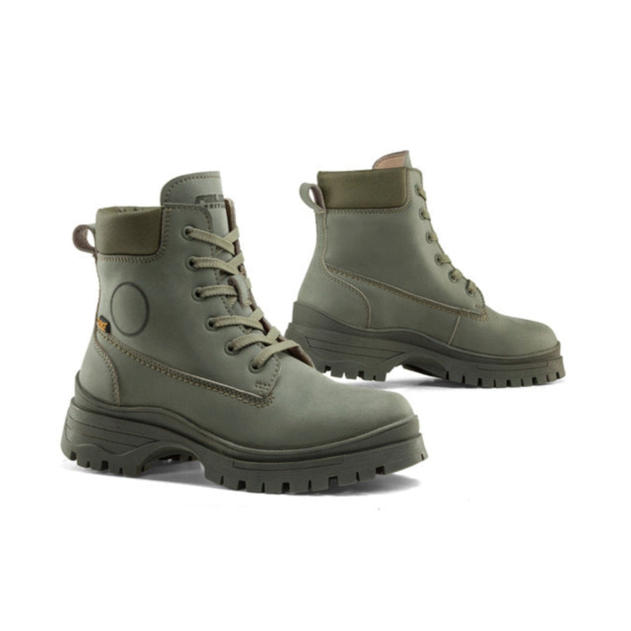 Zarah - Lady Leather Waterproof Motorcycle Boots in Army Green