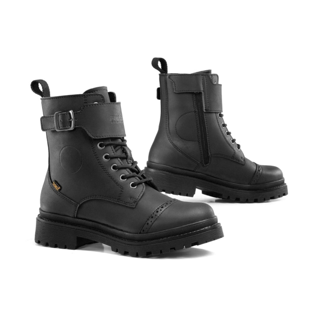 Black military style Falco motorcycle leather boots for women