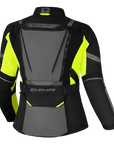 the back of shima motorcycle touring jacket for women in black/ fluo