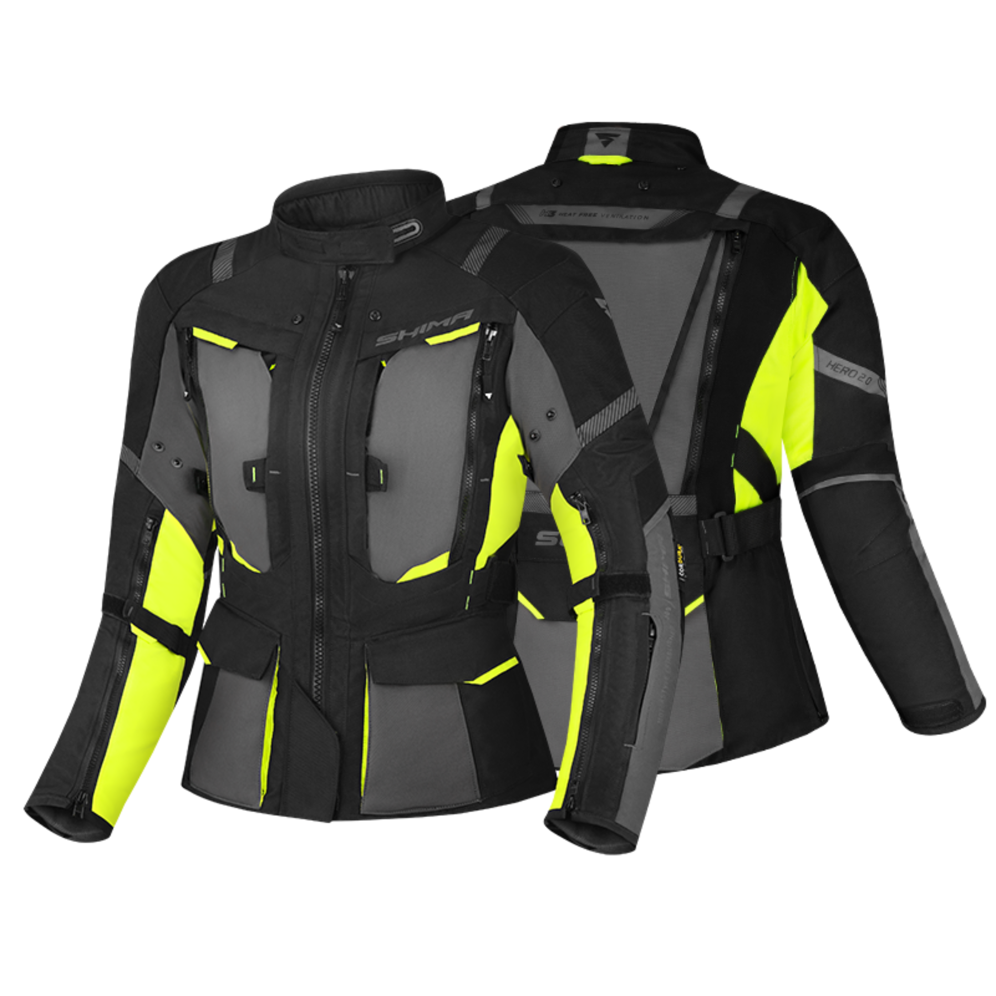 shima motorcycle touring jacket for women in black/ fluo