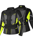 shima motorcycle touring jacket for women in black/ fluo