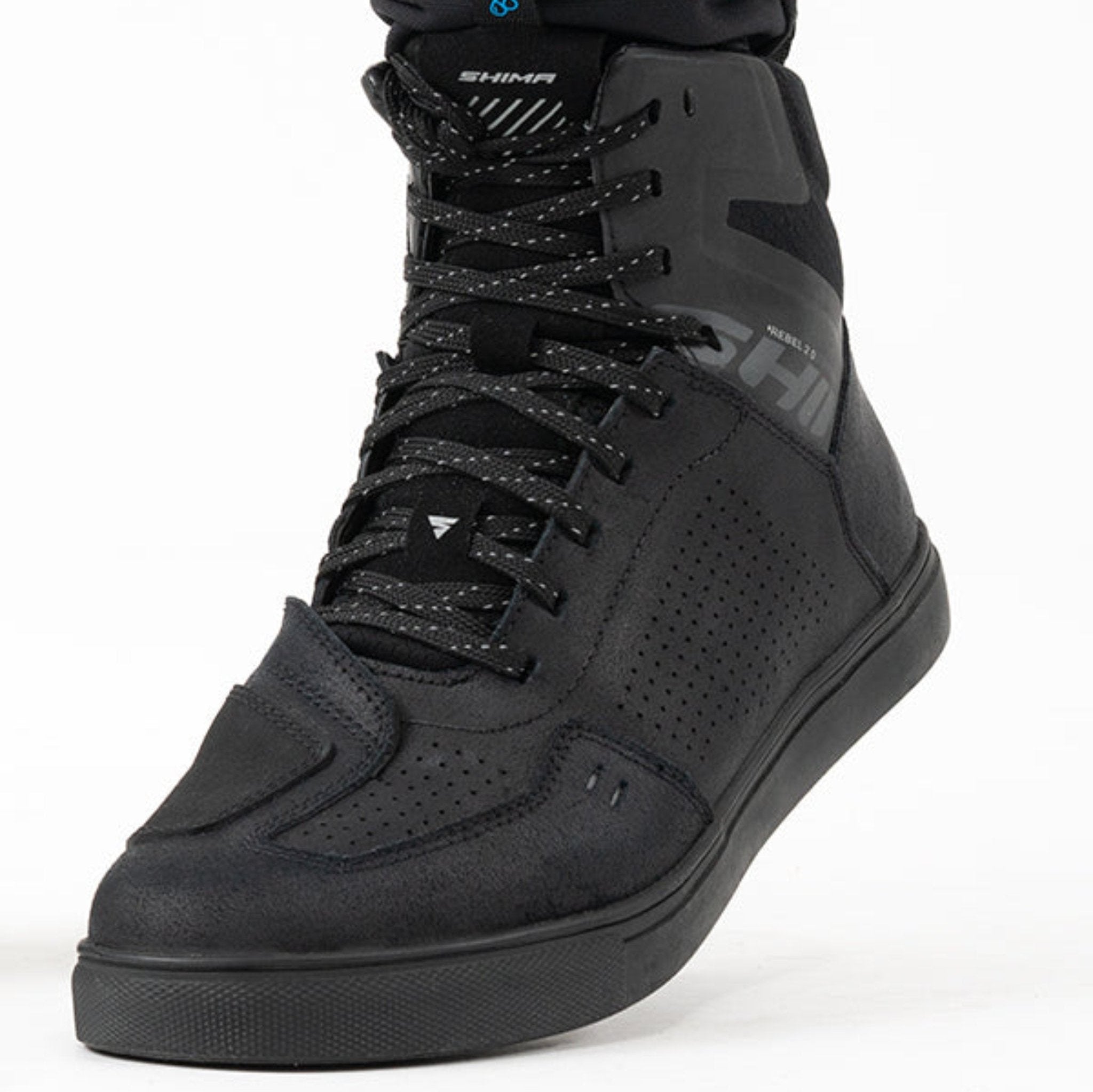 Rebel waterproof motorcycle sneakers with black laces from Shima 