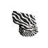 A black and white zebra-striped neck gaiter with the word 'Motogirl' printed in a stylized black font on the lower section, shown against a plain white background.