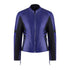 purple motorcycle leather jacket for women with front zipper 