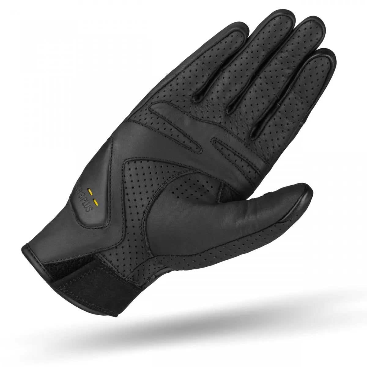 a palm of SHIMA black leather lady glove with ventilation holes