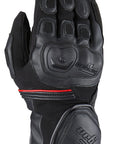 Black motorcycle glove with red details 