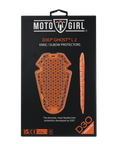A pack of orange D30 ghost LEVEL 2 knee and elbow protectors from MotoGirl