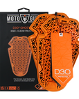 orange D30 LEVEL 2  knee and elbow protectors from MotoGirl