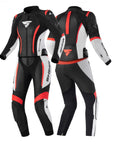 SHIMA MOTORCYCLE LEATHER SUIT IN BLACK FLUO, WHITE AND RED FLUO