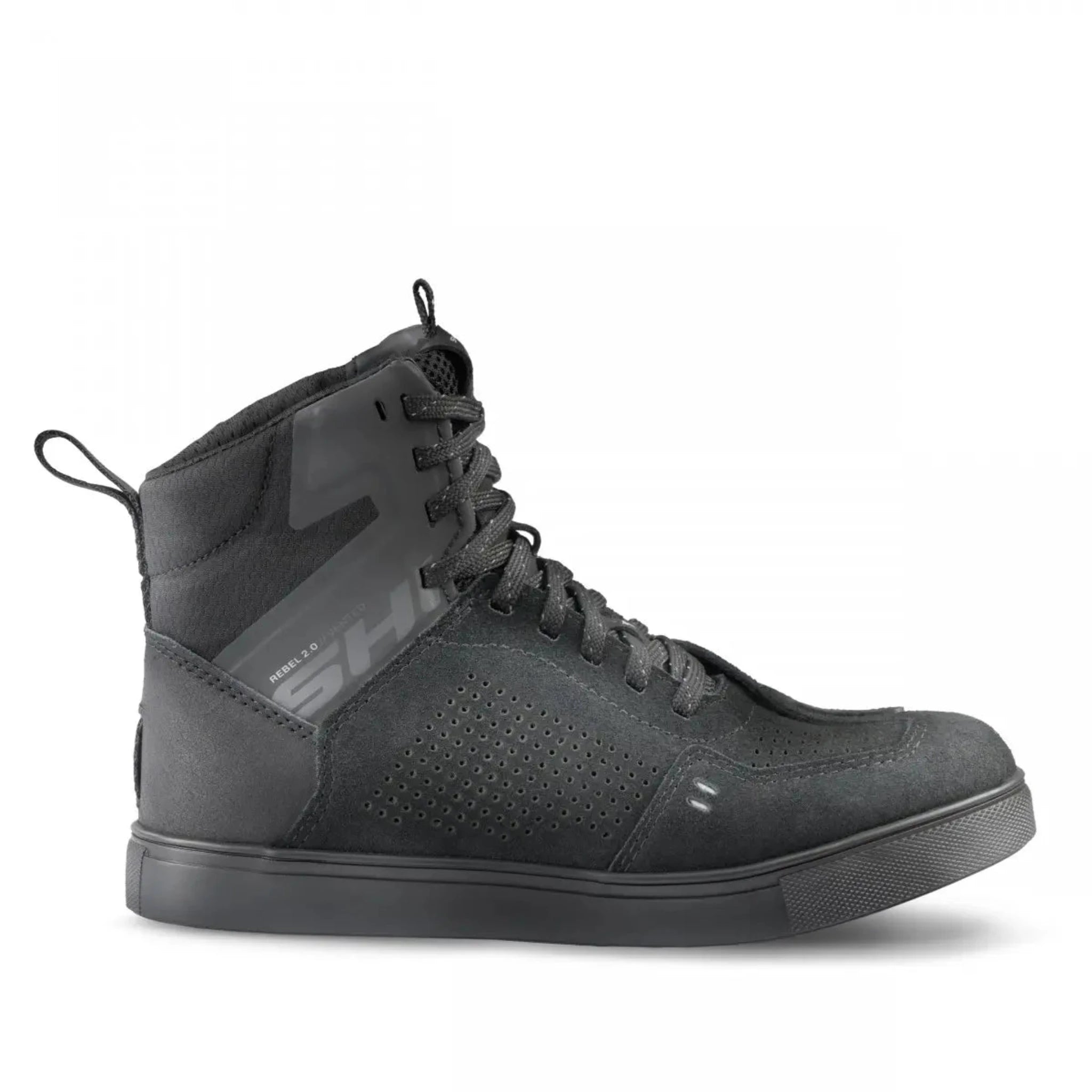 Rebel waterproof motorcycle sneakers with black laces from Shima from the side