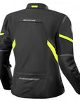 a back of black and yellow fluo lady motorcycle jacket from SHIMA