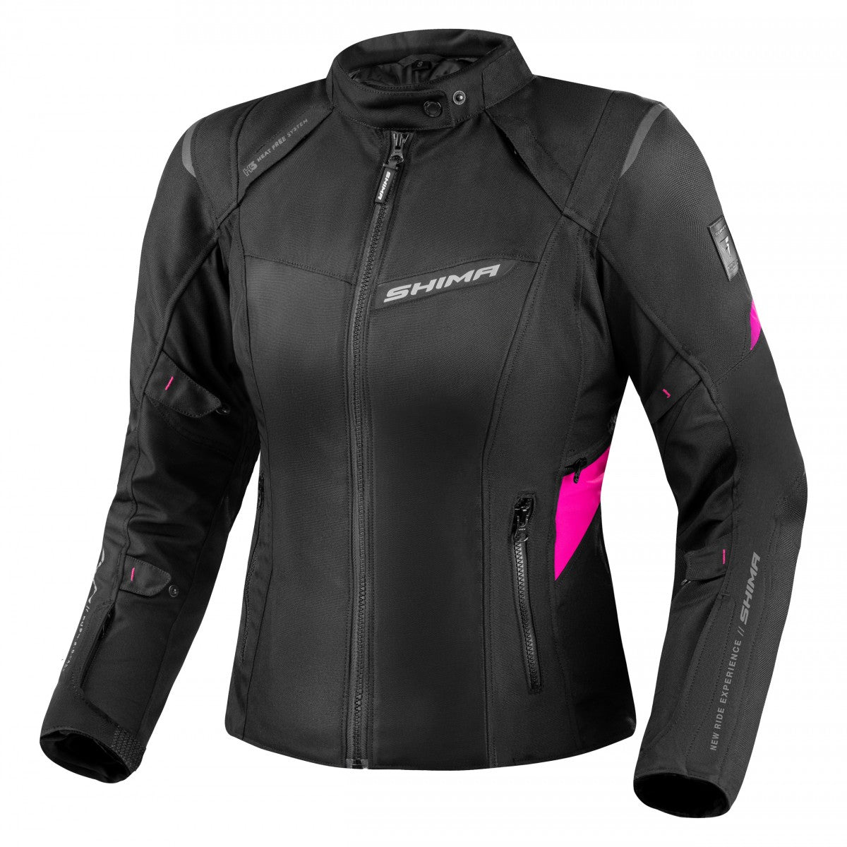 black and pink lady motorcycle jacket from SHIMA