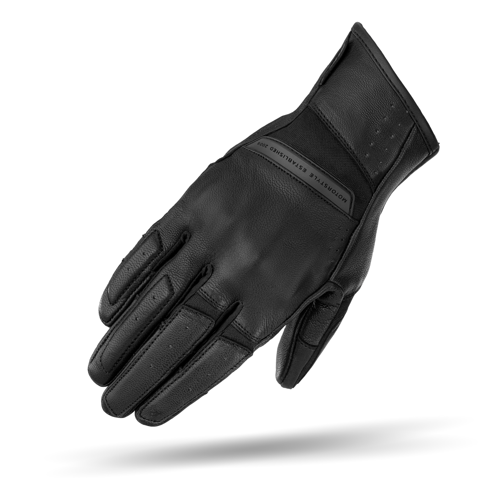 a black leather women&#39;s motorcycle glove from Shima