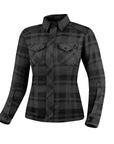 Black and grey lumberjack style women's motorcycle shirt from Shima 
