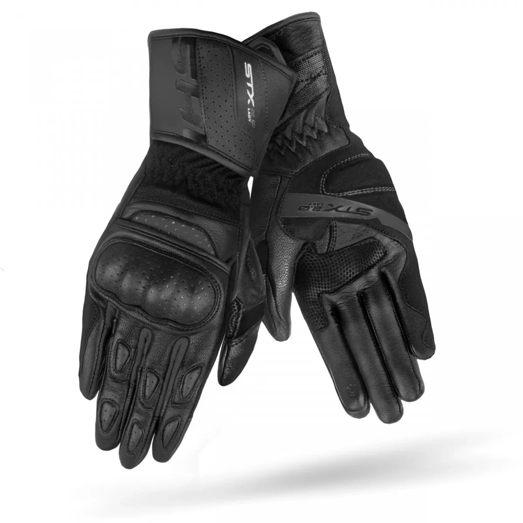 black long leather motorcycle gloves STX  Shima