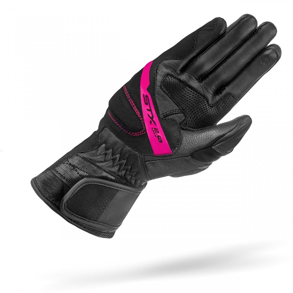The palm of Black and pink women&#39;s leather motorcycle glove STX from SHIMA
